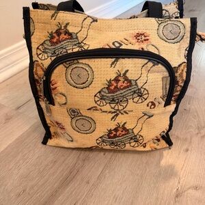 Vintage Bovano USA Tapestry Tote Bag - Victorian Carriage Print